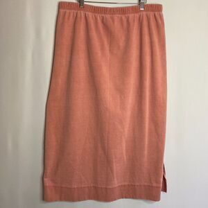 VTG LL Bean Skirt Light Rose Cotton Knit Drawstring Waist A-Line Midi Size XL